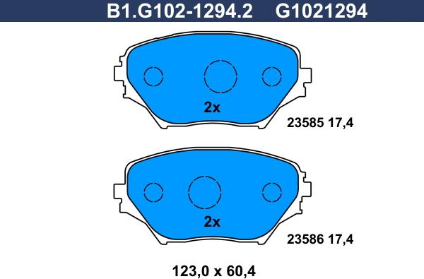 Galfer B1.G102-1294.2 - Тормозные колодки, дисковые, комплект autosila-amz.com