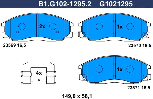 Galfer B1.G102-1295.2 - Тормозные колодки, дисковые, комплект autosila-amz.com