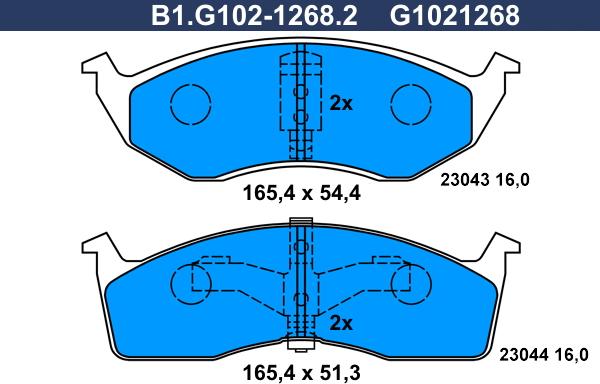 Galfer B1.G102-1268.2 - Тормозные колодки, дисковые, комплект autosila-amz.com