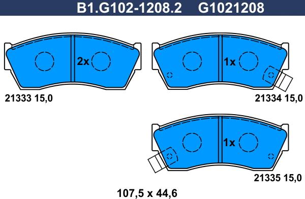 Galfer B1.G102-1208.2 - Тормозные колодки, дисковые, комплект autosila-amz.com