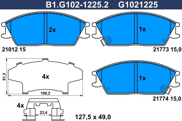 Galfer B1.G102-1225.2 - Тормозные колодки, дисковые, комплект autosila-amz.com