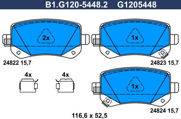 Galfer B1.G120-5448.2 - Тормозные колодки, дисковые, комплект autosila-amz.com
