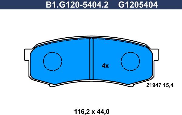 Galfer B1.G120-5404.2 - Тормозные колодки, дисковые, комплект autosila-amz.com
