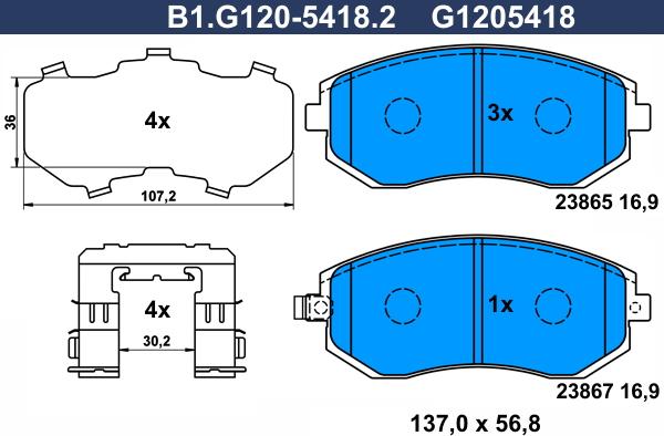 Galfer B1.G120-5418.2 - Тормозные колодки, дисковые, комплект autosila-amz.com