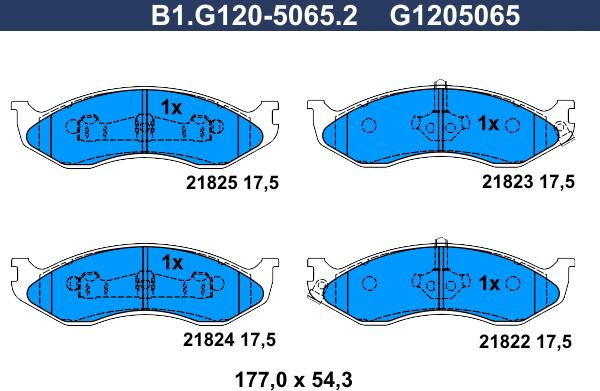 Galfer B1.G120-5065.2 - Тормозные колодки, дисковые, комплект autosila-amz.com