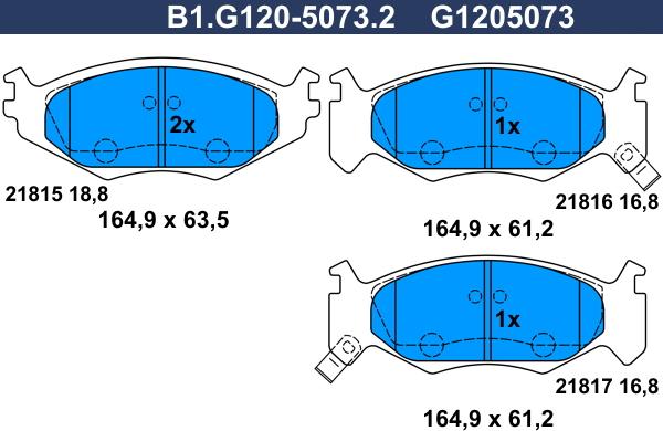 Galfer B1.G120-5073.2 - Тормозные колодки, дисковые, комплект autosila-amz.com