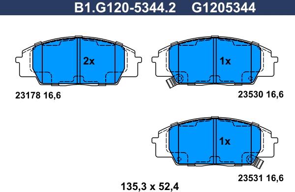 Galfer B1.G120-5344.2 - Тормозные колодки, дисковые, комплект autosila-amz.com