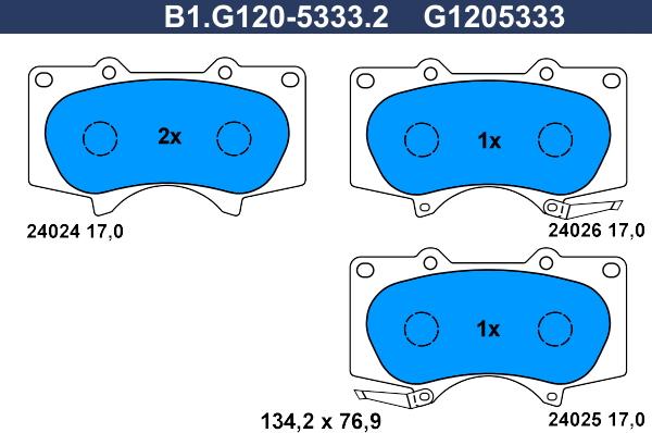 Galfer B1.G120-5333.2 - Тормозные колодки, дисковые, комплект autosila-amz.com