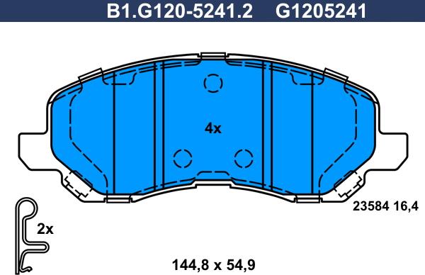 Galfer B1.G120-5241.2 - Тормозные колодки, дисковые, комплект autosila-amz.com