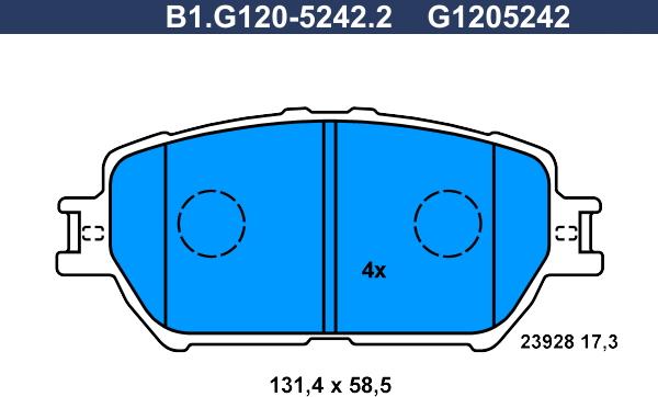 Galfer B1.G120-5242.2 - Тормозные колодки, дисковые, комплект autosila-amz.com