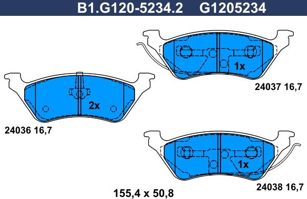 Galfer B1.G120-5234.2 - Тормозные колодки, дисковые, комплект autosila-amz.com