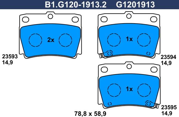 Galfer B1.G120-1913.2 - Тормозные колодки, дисковые, комплект autosila-amz.com