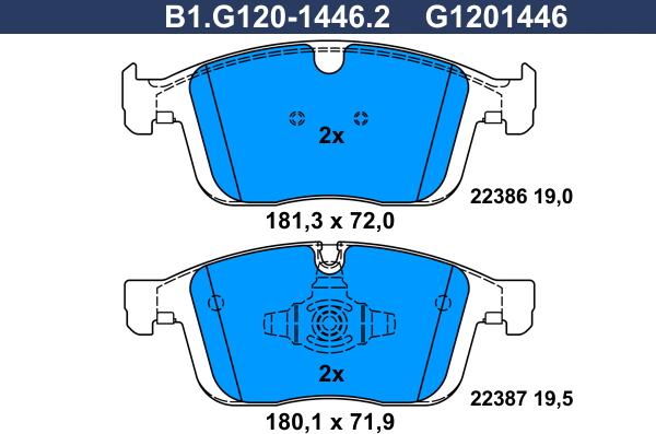 Galfer B1.G120-1446.2 - Тормозные колодки, дисковые, комплект autosila-amz.com