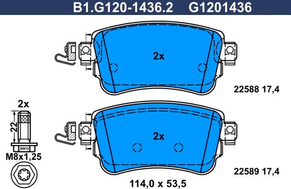 Galfer B1.G120-1436.2 - Тормозные колодки, дисковые, комплект autosila-amz.com