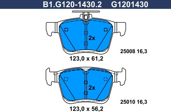 Galfer B1.G120-1430.2 - Тормозные колодки, дисковые, комплект autosila-amz.com