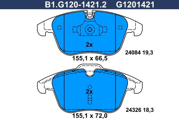 Galfer B1.G120-1421.2 - Тормозные колодки, дисковые, комплект autosila-amz.com