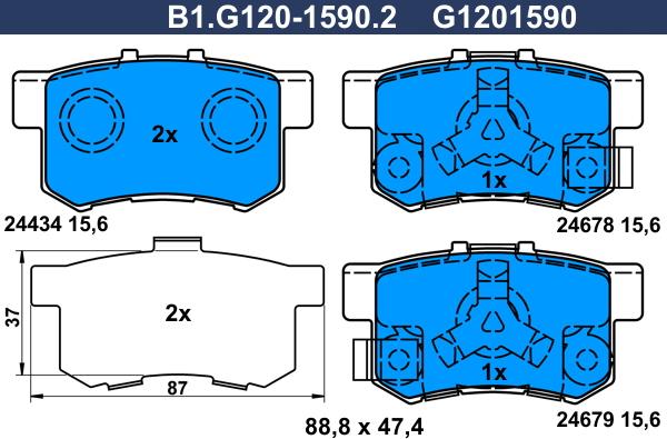 Galfer B1.G120-1590.2 - Тормозные колодки, дисковые, комплект autosila-amz.com