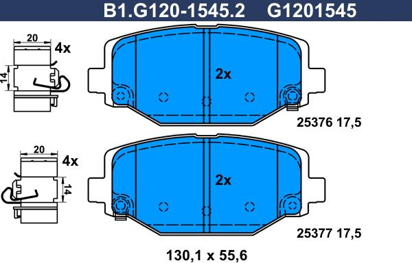 Galfer B1.G120-1545.2 - Тормозные колодки, дисковые, комплект autosila-amz.com