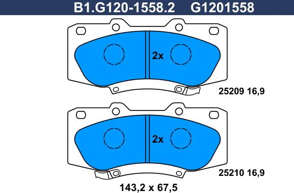 Galfer B1.G120-1558.2 - Тормозные колодки, дисковые, комплект autosila-amz.com