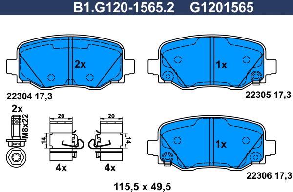 Galfer B1.G120-1565.2 - Тормозные колодки, дисковые, комплект autosila-amz.com