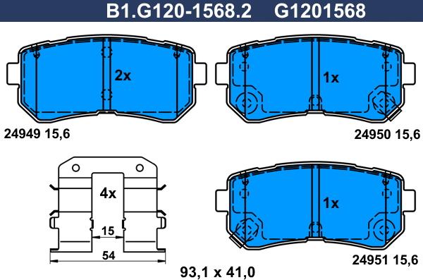 Galfer B1.G120-1568.2 - Тормозные колодки, дисковые, комплект autosila-amz.com