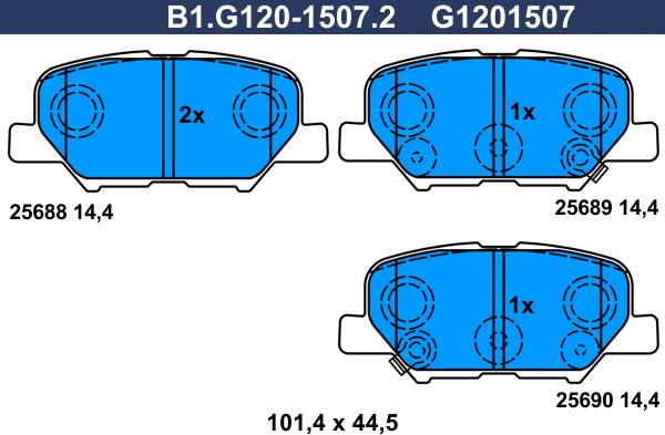 Galfer B1.G120-1507.2 - Тормозные колодки, дисковые, комплект autosila-amz.com