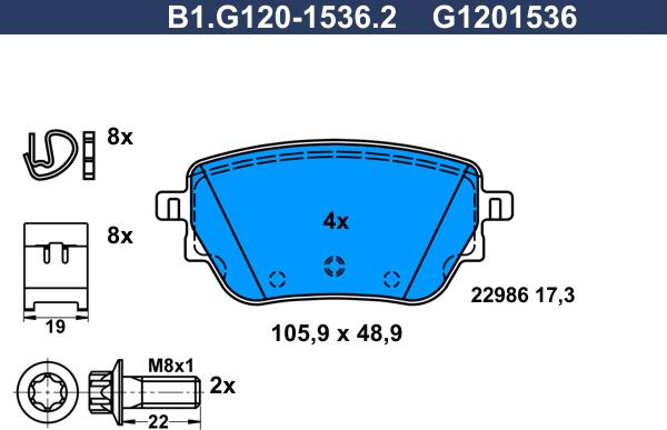 Galfer B1.G120-1536.2 - Тормозные колодки, дисковые, комплект autosila-amz.com