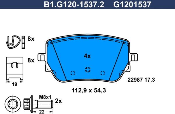 Galfer B1.G120-1537.2 - Тормозные колодки, дисковые, комплект autosila-amz.com