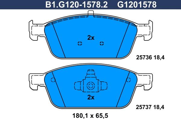 Galfer B1.G120-1578.2 - Тормозные колодки, дисковые, комплект autosila-amz.com