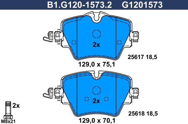 Galfer B1.G120-1573.2 - Тормозные колодки, дисковые, комплект autosila-amz.com