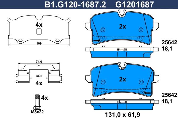 Galfer B1G12016872 - Тормозные колодки, дисковые, комплект autosila-amz.com