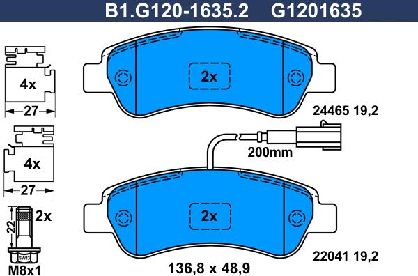 Galfer B1.G120-1635.2 - Тормозные колодки, дисковые, комплект autosila-amz.com