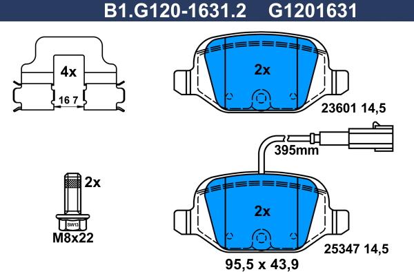 Galfer B1.G120-1631.2 - Тормозные колодки, дисковые, комплект autosila-amz.com
