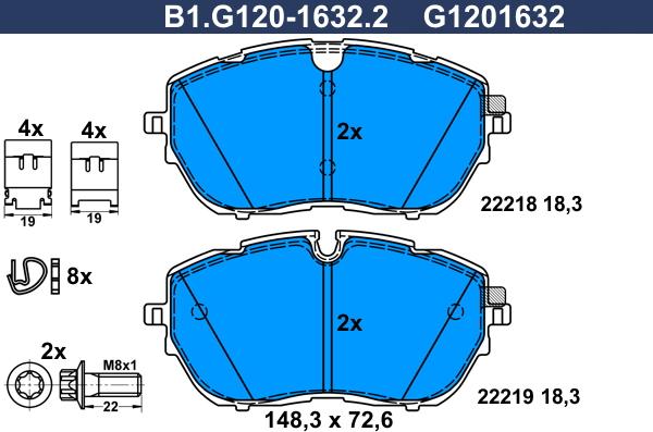 Galfer B1.G120-1632.2 - Тормозные колодки, дисковые, комплект autosila-amz.com