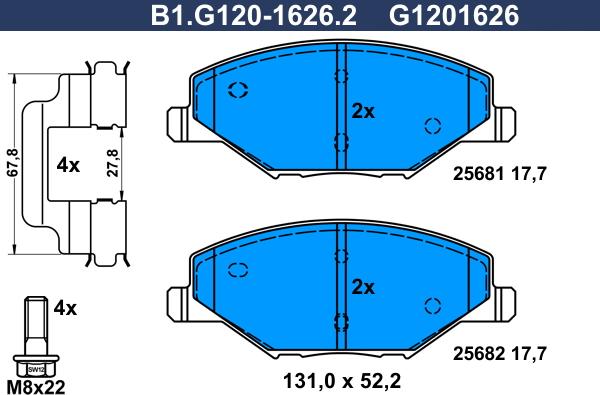 Galfer B1.G120-1626.2 - Тормозные колодки, дисковые, комплект autosila-amz.com