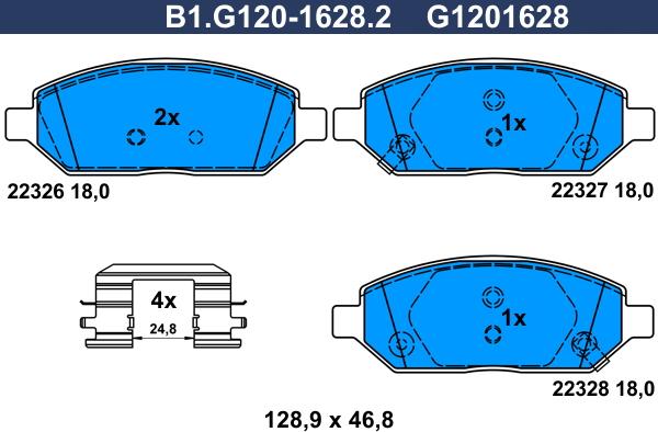 Galfer B1.G120-1628.2 - Тормозные колодки, дисковые, комплект autosila-amz.com