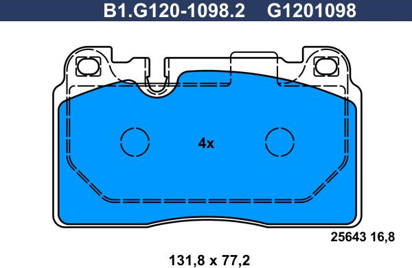 Galfer B1.G120-1098.2 - Тормозные колодки, дисковые, комплект autosila-amz.com