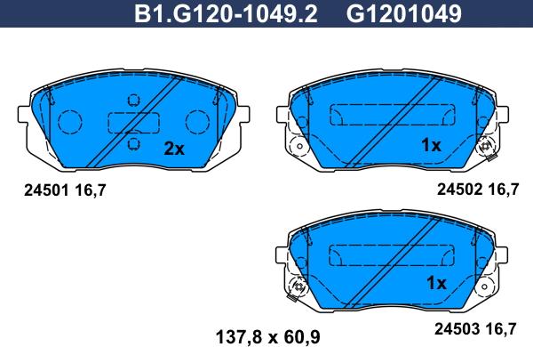 Galfer B1.G120-1049.2 - Тормозные колодки, дисковые, комплект autosila-amz.com