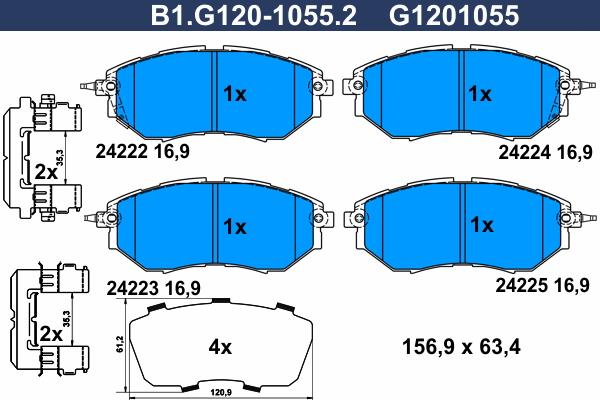 Galfer B1.G120-1055.2 - Тормозные колодки, дисковые, комплект autosila-amz.com