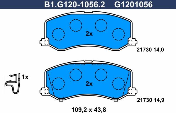 Galfer B1.G120-1056.2 - Тормозные колодки, дисковые, комплект autosila-amz.com