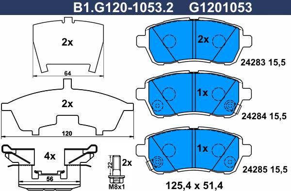 Galfer B1.G120-1053.2 - Тормозные колодки, дисковые, комплект autosila-amz.com