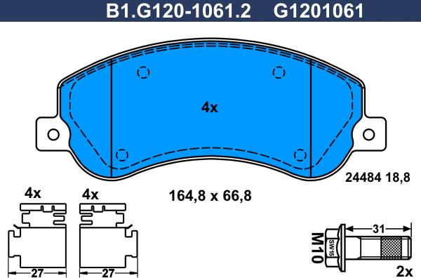 Galfer B1.G120-1061.2 - Тормозные колодки, дисковые, комплект autosila-amz.com