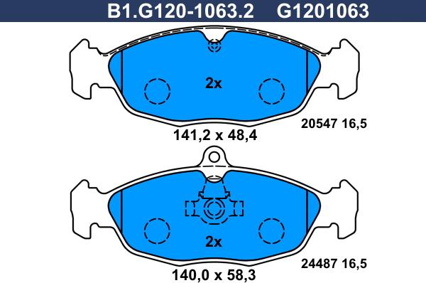 Galfer B1.G120-1063.2 - Тормозные колодки, дисковые, комплект autosila-amz.com