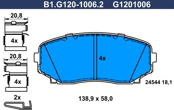 Galfer B1.G120-1006.2 - Тормозные колодки, дисковые, комплект autosila-amz.com