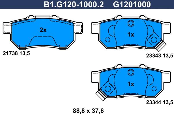 Galfer B1.G120-1000.2 - Тормозные колодки, дисковые, комплект autosila-amz.com