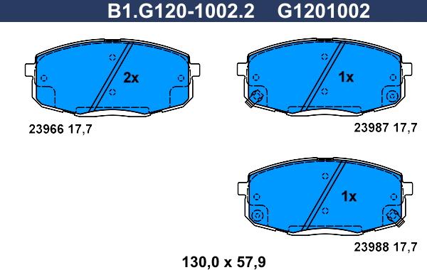 Galfer B1.G120-1002.2 - Тормозные колодки, дисковые, комплект autosila-amz.com