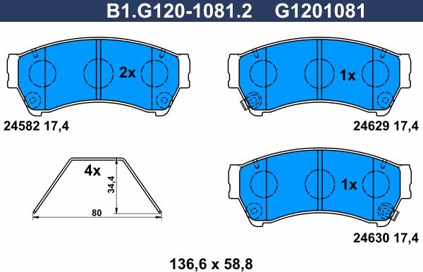 Galfer B1.G120-1081.2 - Тормозные колодки, дисковые, комплект autosila-amz.com