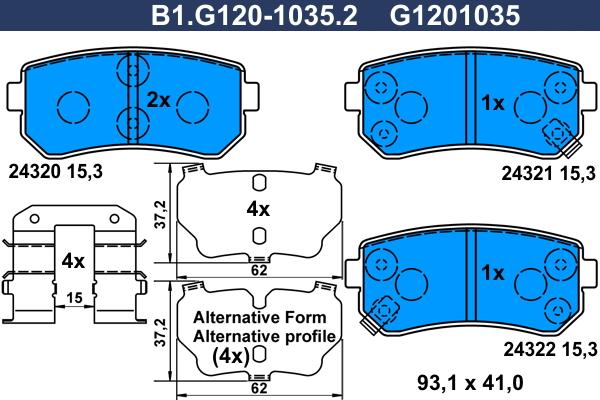 Galfer B1.G120-1035.2 - Тормозные колодки, дисковые, комплект autosila-amz.com