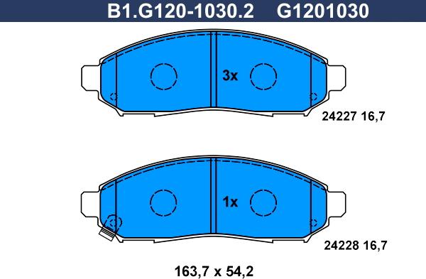 Galfer B1.G120-1030.2 - Тормозные колодки, дисковые, комплект autosila-amz.com