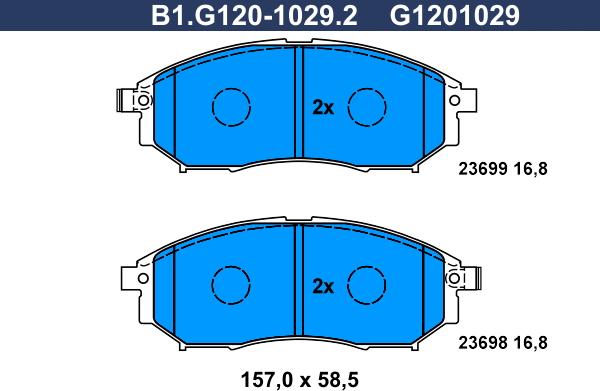 Galfer B1.G120-1029.2 - Тормозные колодки, дисковые, комплект autosila-amz.com